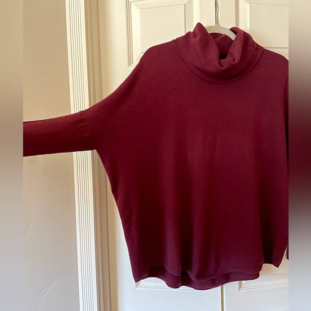 Cyrus Anthropologie Cowl Neck Sweater Burgundy Dolman Sleeve Oversized Size M - Picture 8 of 14